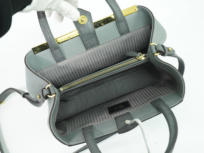 Fendi 2Jours Bag Leather, GRAY, LEATHER, Handbag