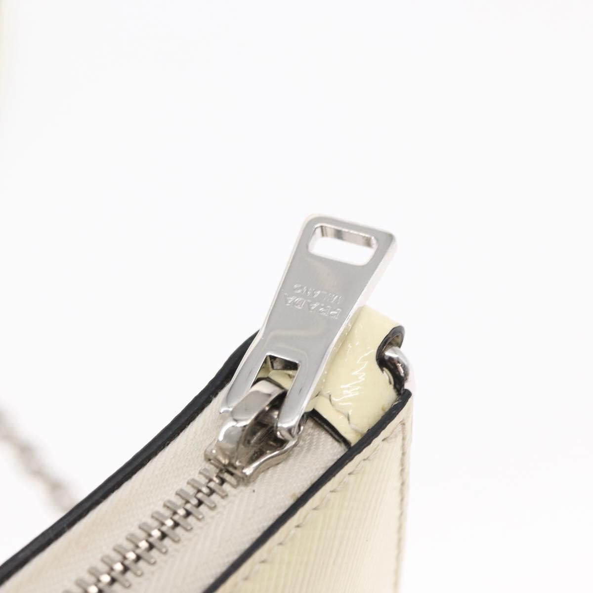 Prada Chain Crossbody Bag Vernice Saffiano Leather, WHITE, LEATHER, Shoulder bag