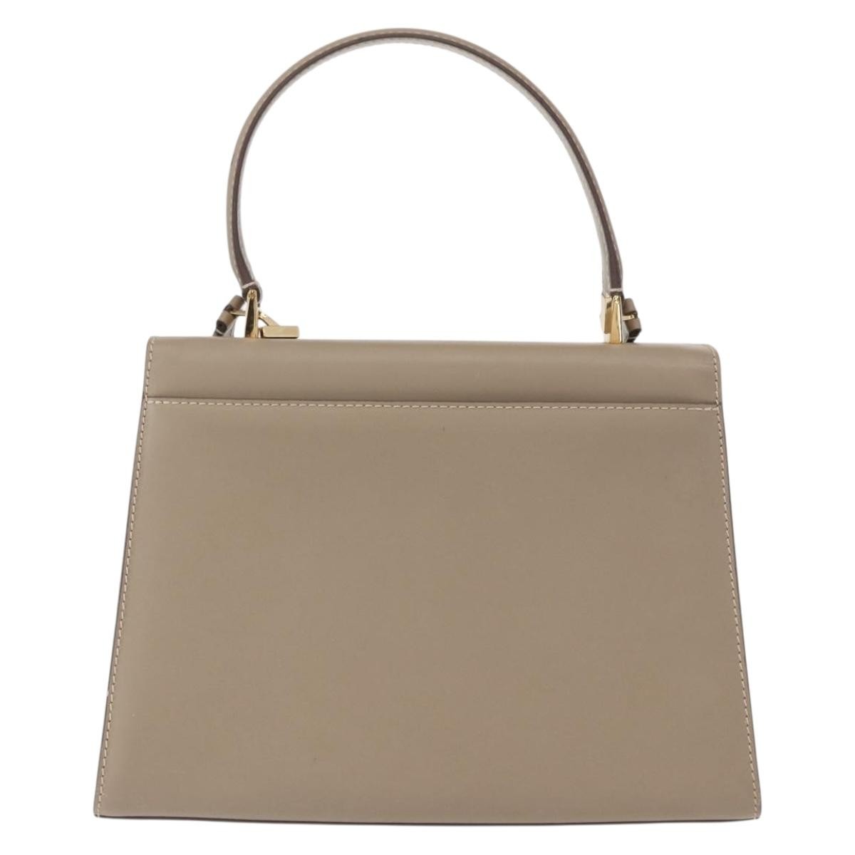 Salvatore Ferragamo Gancini Top Handle Flap Bag Leather, BEIGE, LEATHER, Handbag
