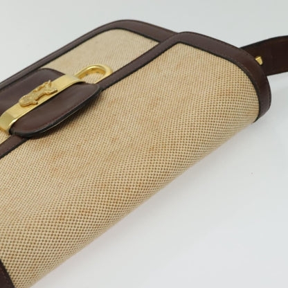 Celine Horse Carriage Shoulder bag Canvas and Leather, BEIGE, CANVAS, Shoulder bag