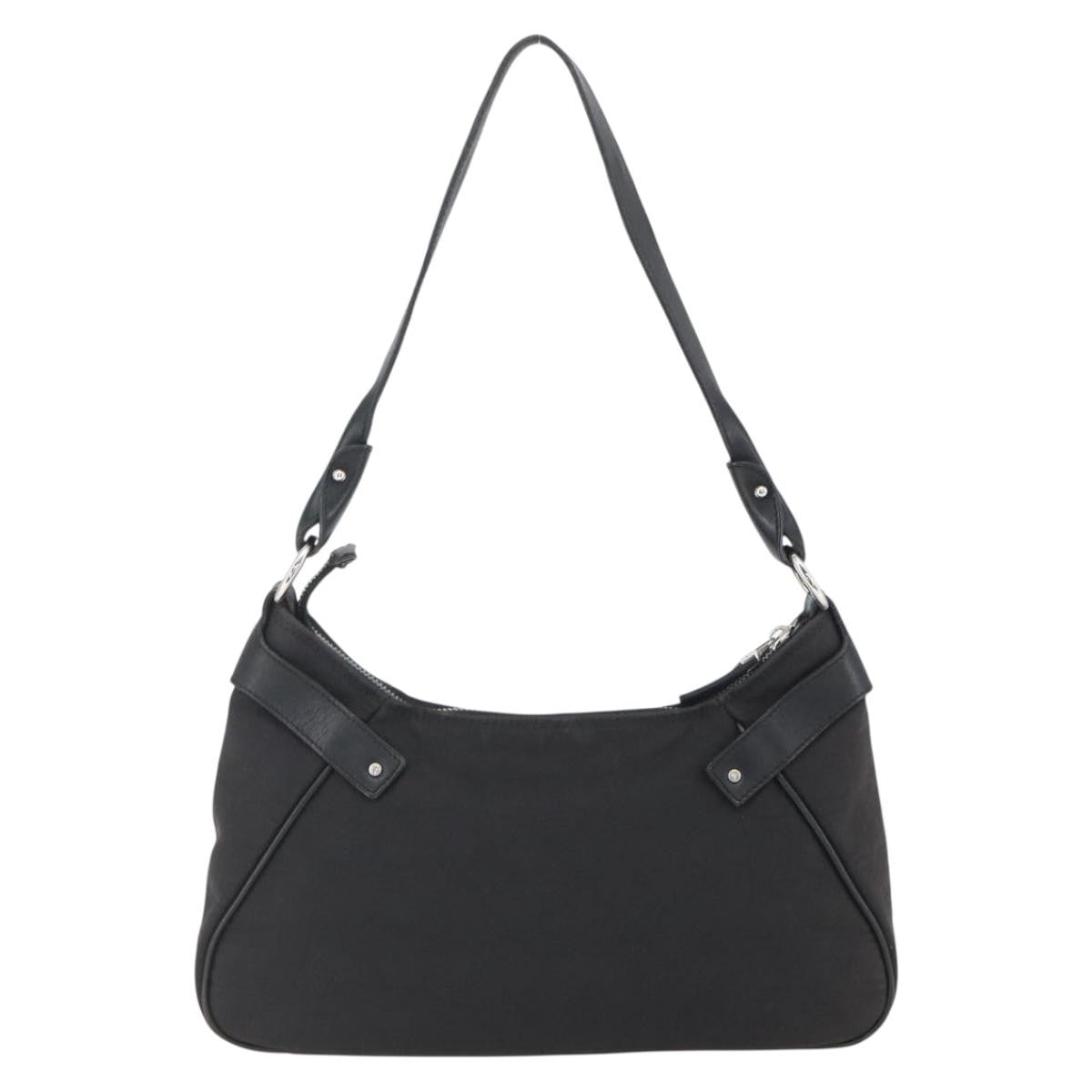 Salvatore Ferragamo Gancini Shoulder Bag Canvas, BLACK, CANVAS, Shoulder bag