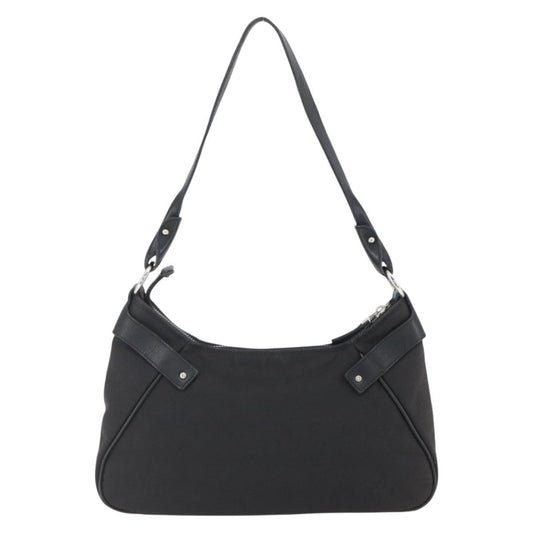 Salvatore Ferragamo Gancini Shoulder Bag Canvas, BLACK, CANVAS, Shoulder bag