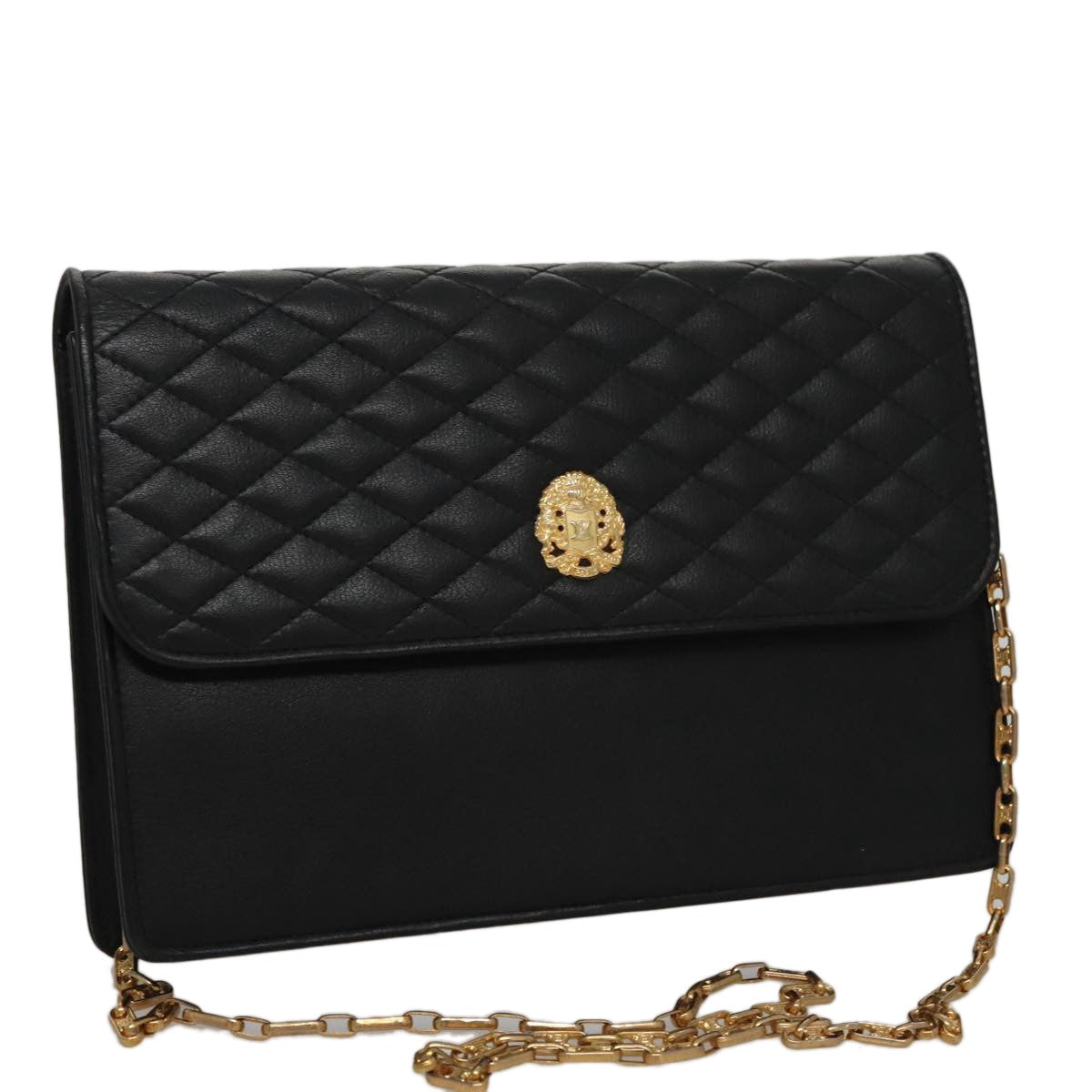 Celine Chain Shoulder Bag Leather, BLACK, LEATHER, Shoulder bag