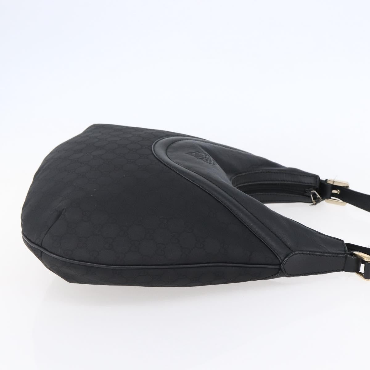 Gucci Hobo Shoulder Bag Canvas with Guccissima Leather, BLACK, CANVAS, Shoulder bag