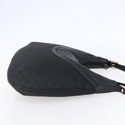 Gucci Hobo Shoulder Bag Canvas with Guccissima Leather, BLACK, CANVAS, Shoulder bag
