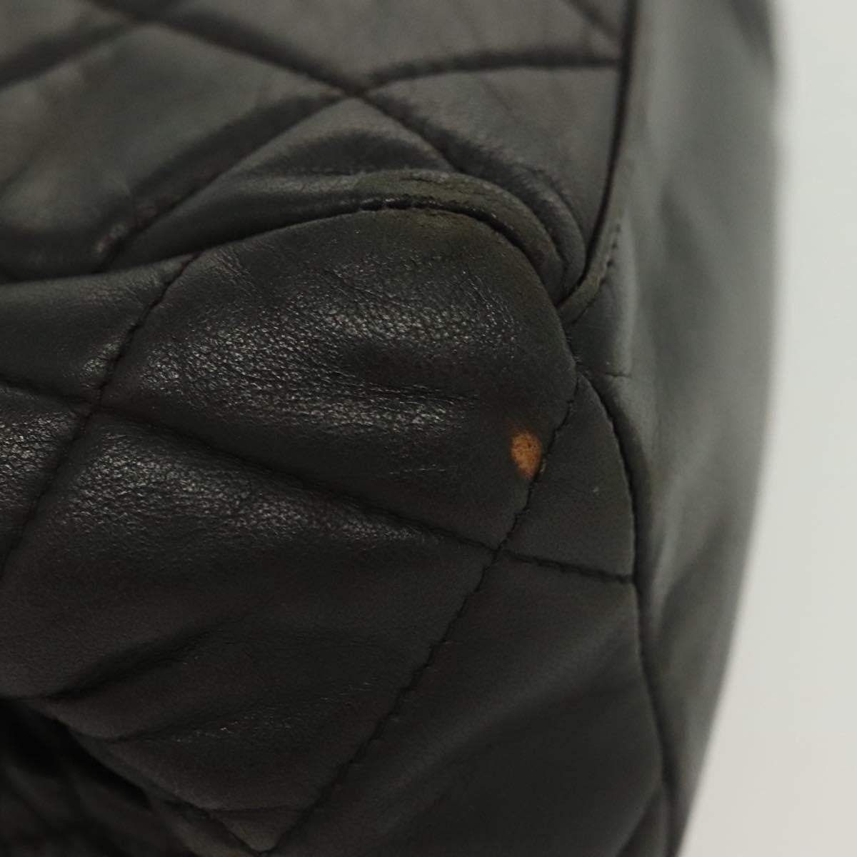 Chanel Vintage Chain Frame Bag Quilted Lambskin, BLACK, LEATHER, Shoulder bag