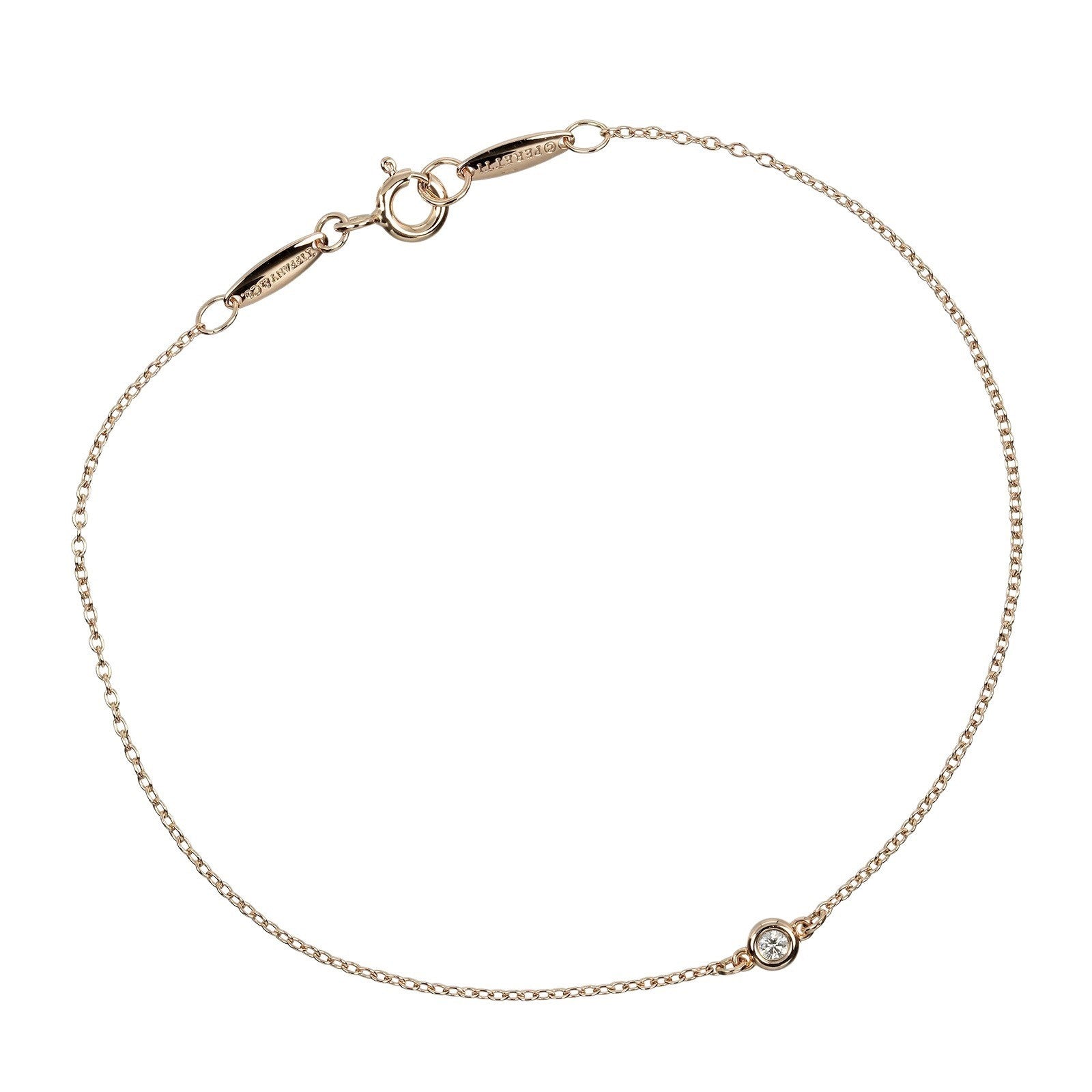Tiffany & Co. Elsa Peretti Diamonds by the Yard 3 Stone Bracelet 18K Rose Gold with Diamonds, GOLD, ROSE_GOLD, Bracelet
