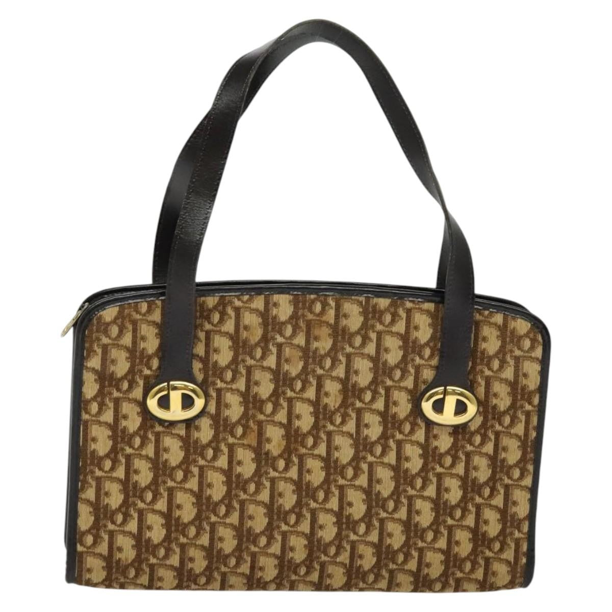 Christian Dior Vintage Trotter Handbag Canvas, BROWN, CANVAS, Handbag