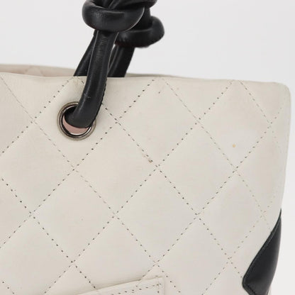 Chanel Cambon Tote Quilted Leather, WHITE, LEATHER, Tote bag