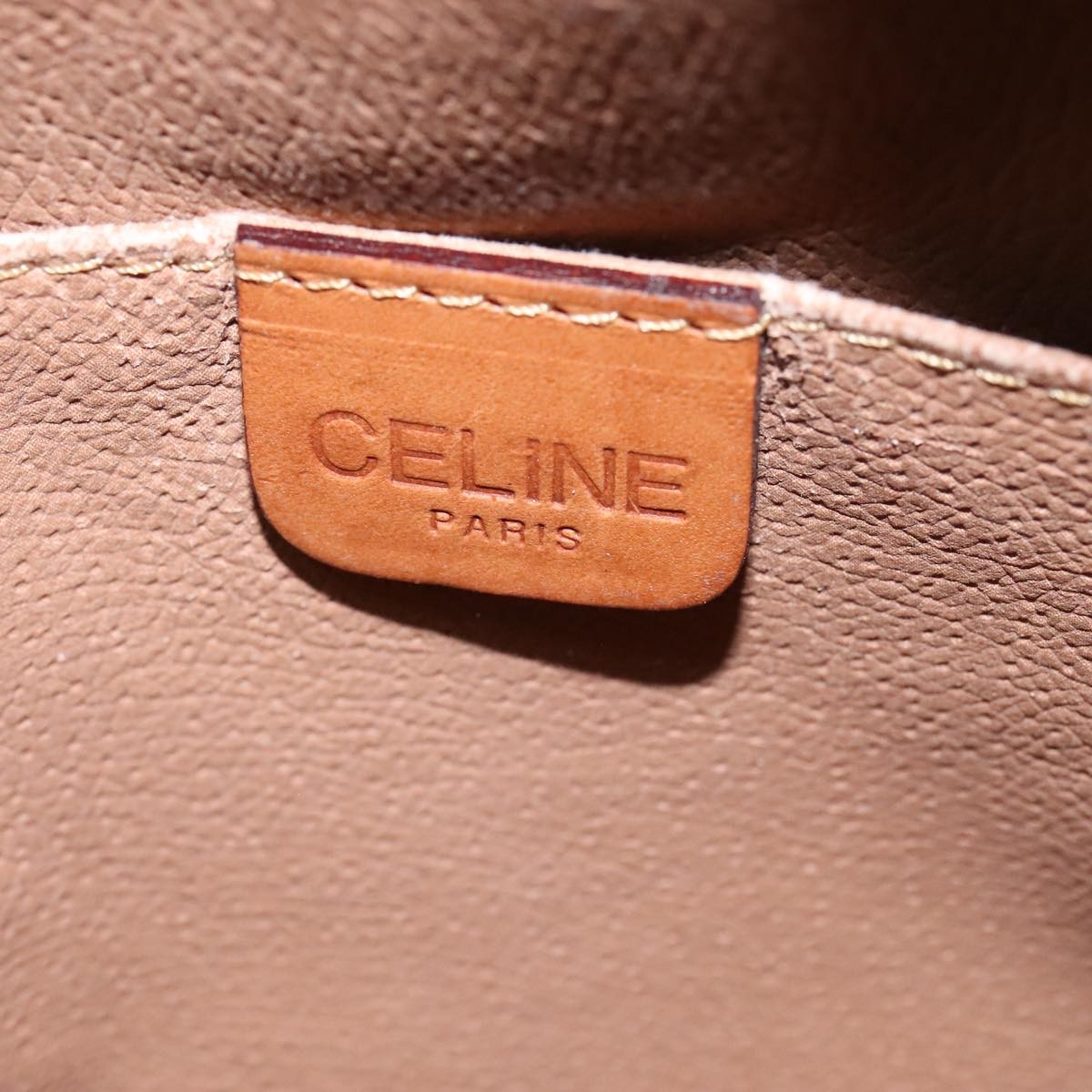 Celine Vintage Macadam Shoulder Bag Leather, BROWN, PVC,Leather,Canvas, Shoulder bag
