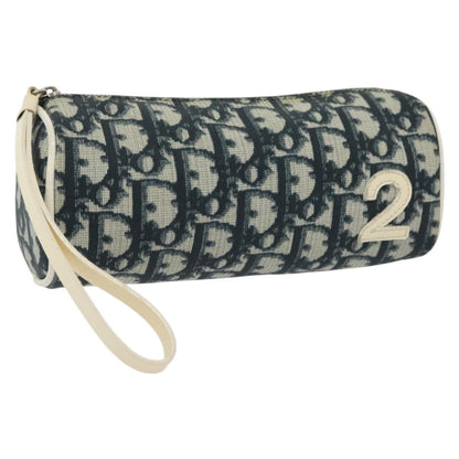 Christian Dior Vintage Trotter Pouch Canvas, NAVY, CANVAS, Clutche & pouche