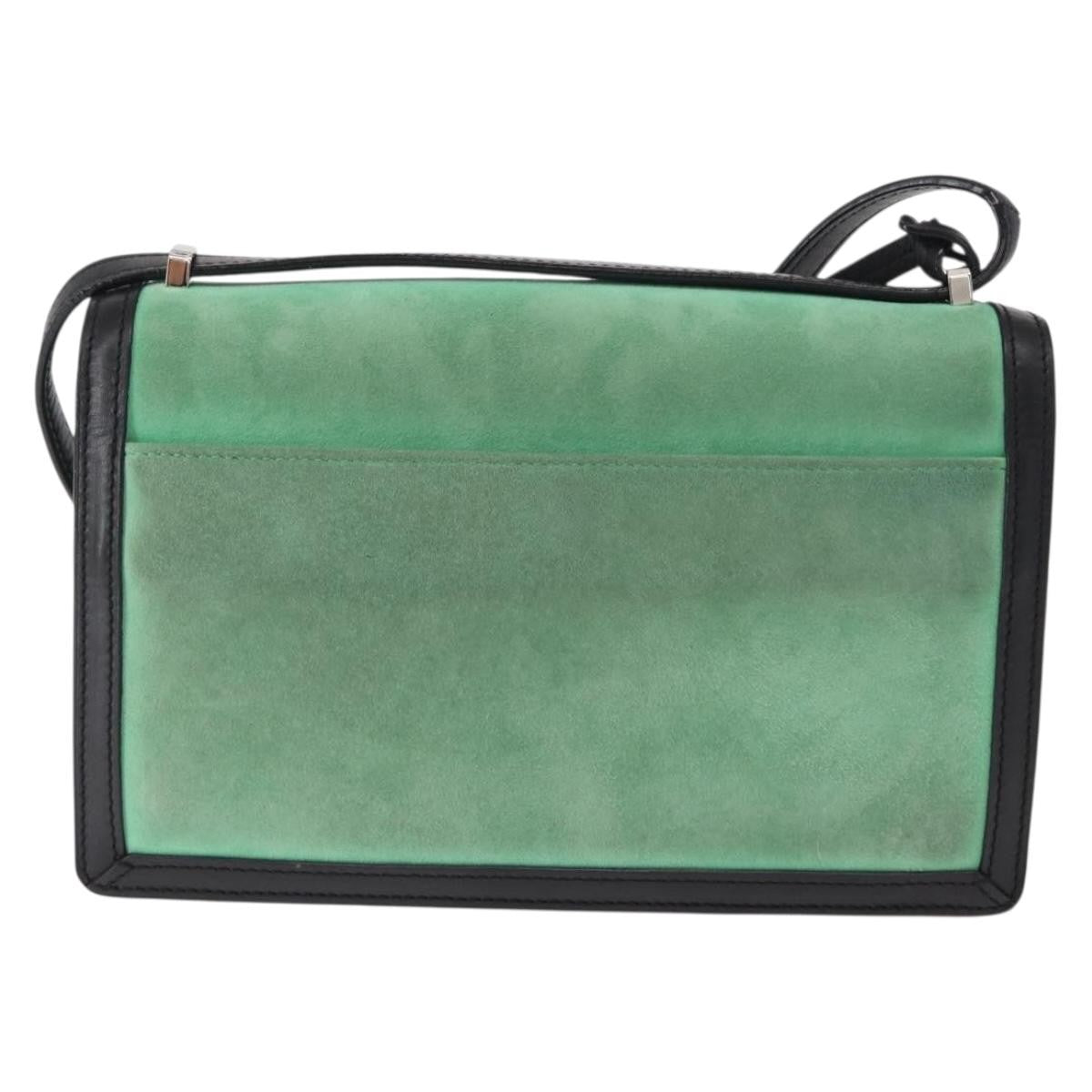 Loewe Barcelona Shoulder Bag Suede with Leather, GREEN, SUEDE, Shoulder bag