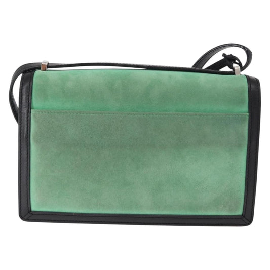 Loewe Barcelona Shoulder Bag Suede with Leather, GREEN, SUEDE, Shoulder bag