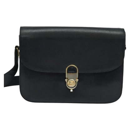 Celine Flap Shoulder Bag Leather, NAVY, LEATHER, Shoulder bag