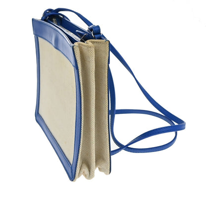 Balenciaga Navy Pochette Canvas and Leather, BEIGE, CANVAS, Clutche & pouche