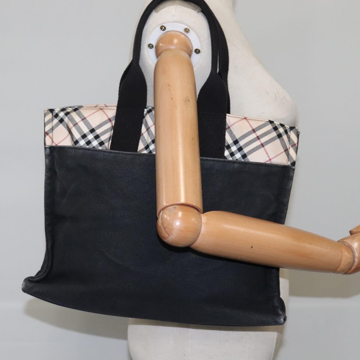 Burberry Nova Check Tote canvas check pattern, BLACK, CANVAS, Tote bag