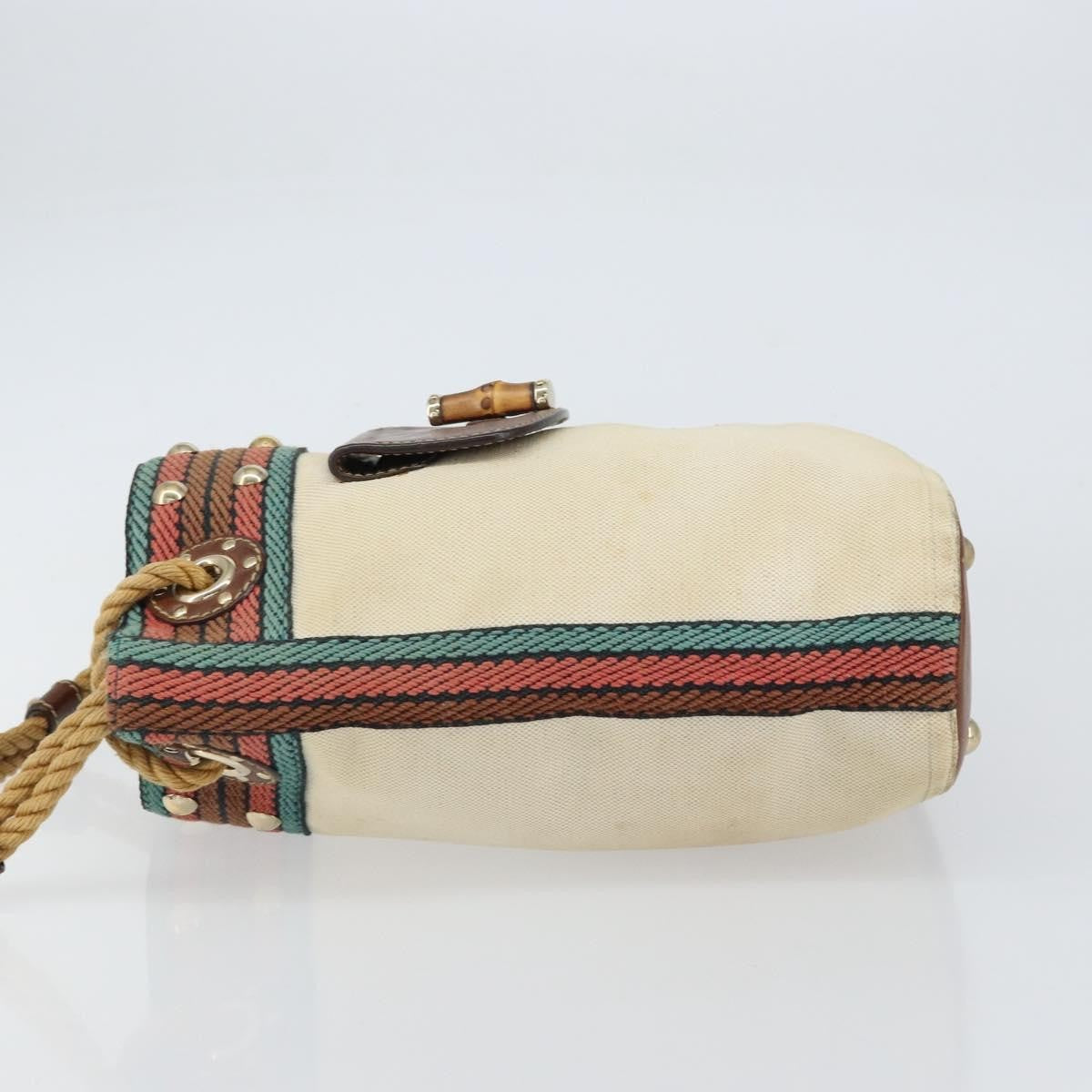 Gucci Vintage Bamboo Shoulder Bag Canvas, BEIGE, CANVAS, Shoulder bag