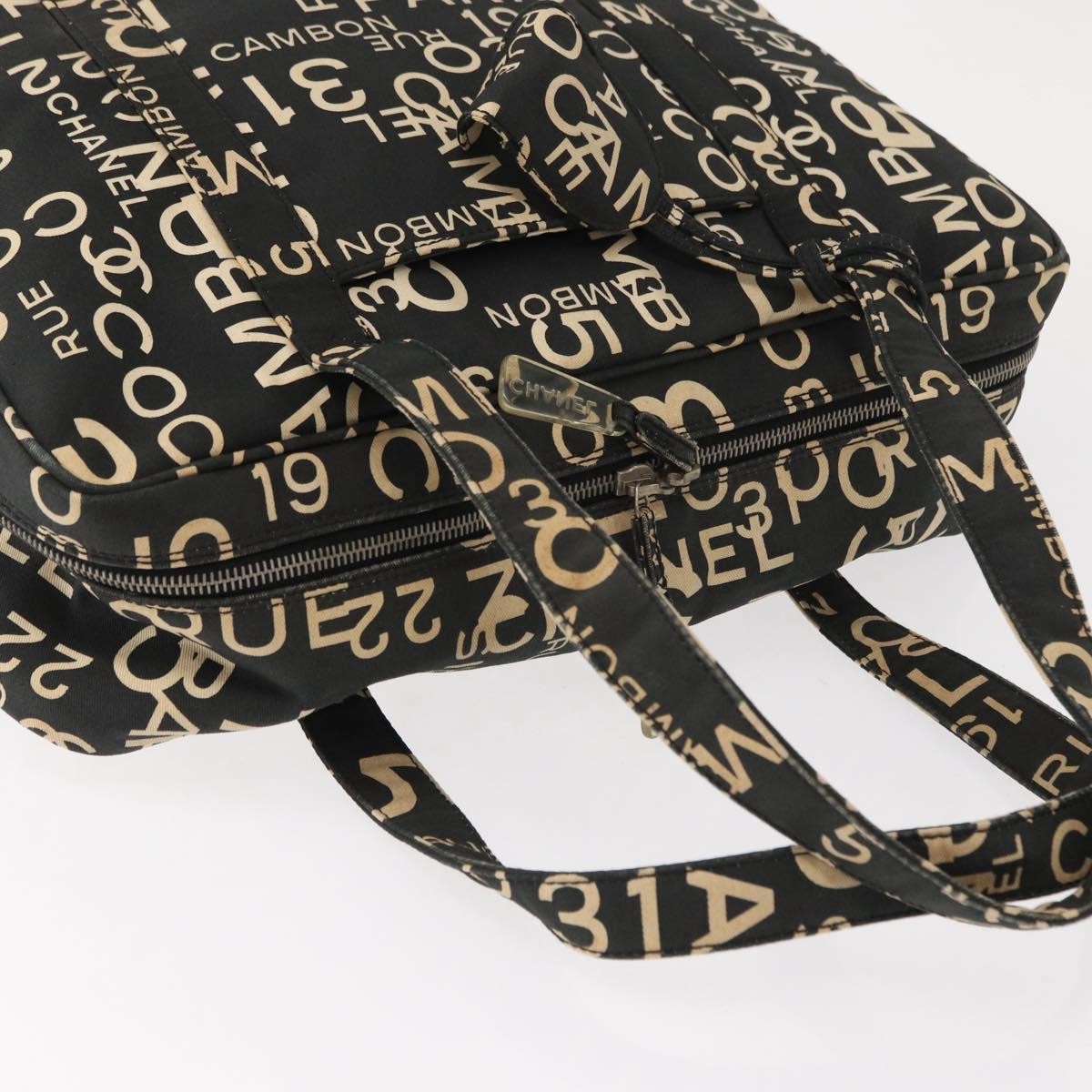 Chanel Boston Zip Tote Quilted Canvas, BLACK, CANVAS, Tote bag