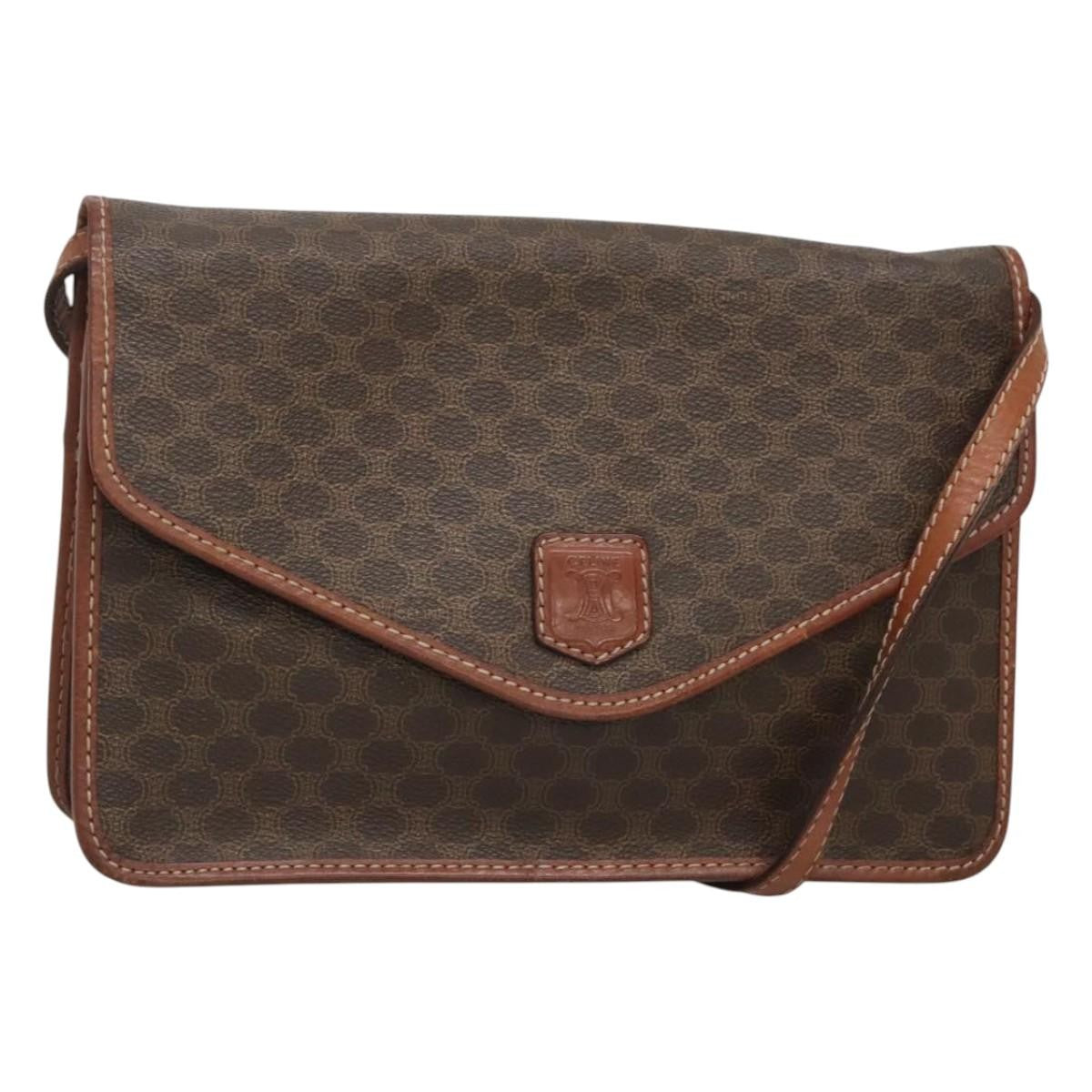 Celine Macadam Shoulder Bag PVC Leather, BROWN, CANVAS, Shoulder bag