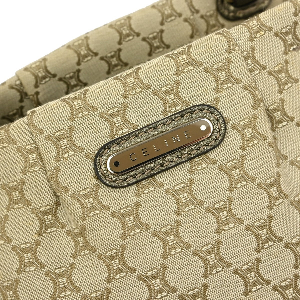 Celine Vintage Macadam Shoulder Bag Canvas, BEIGE, CANVAS, Shoulder bag