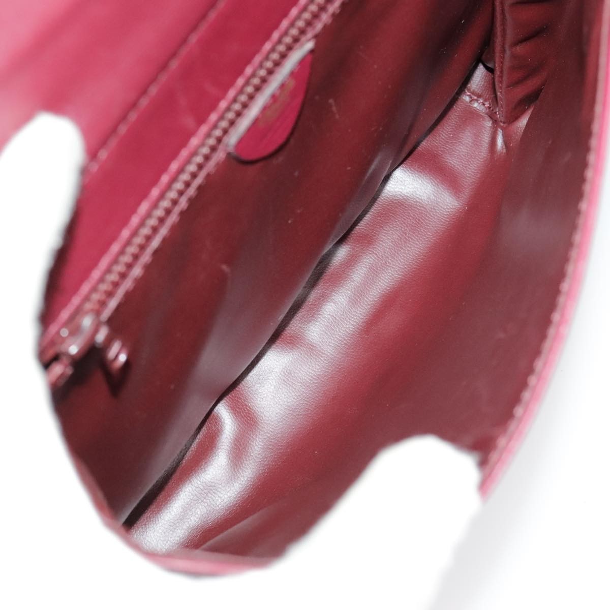 Celine Circle logo Leather, BURGUNDY, LEATHER, Shoulder bag