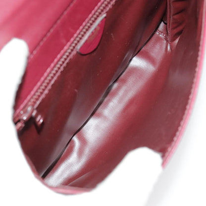 Celine Circle logo Leather, BURGUNDY, LEATHER, Shoulder bag