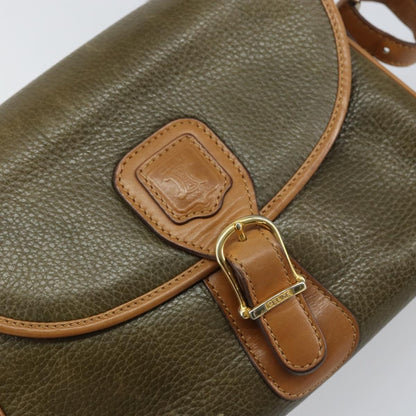 Celine Vintage Shoulder Bag Leather, KHAKI, LEATHER, Shoulder bag