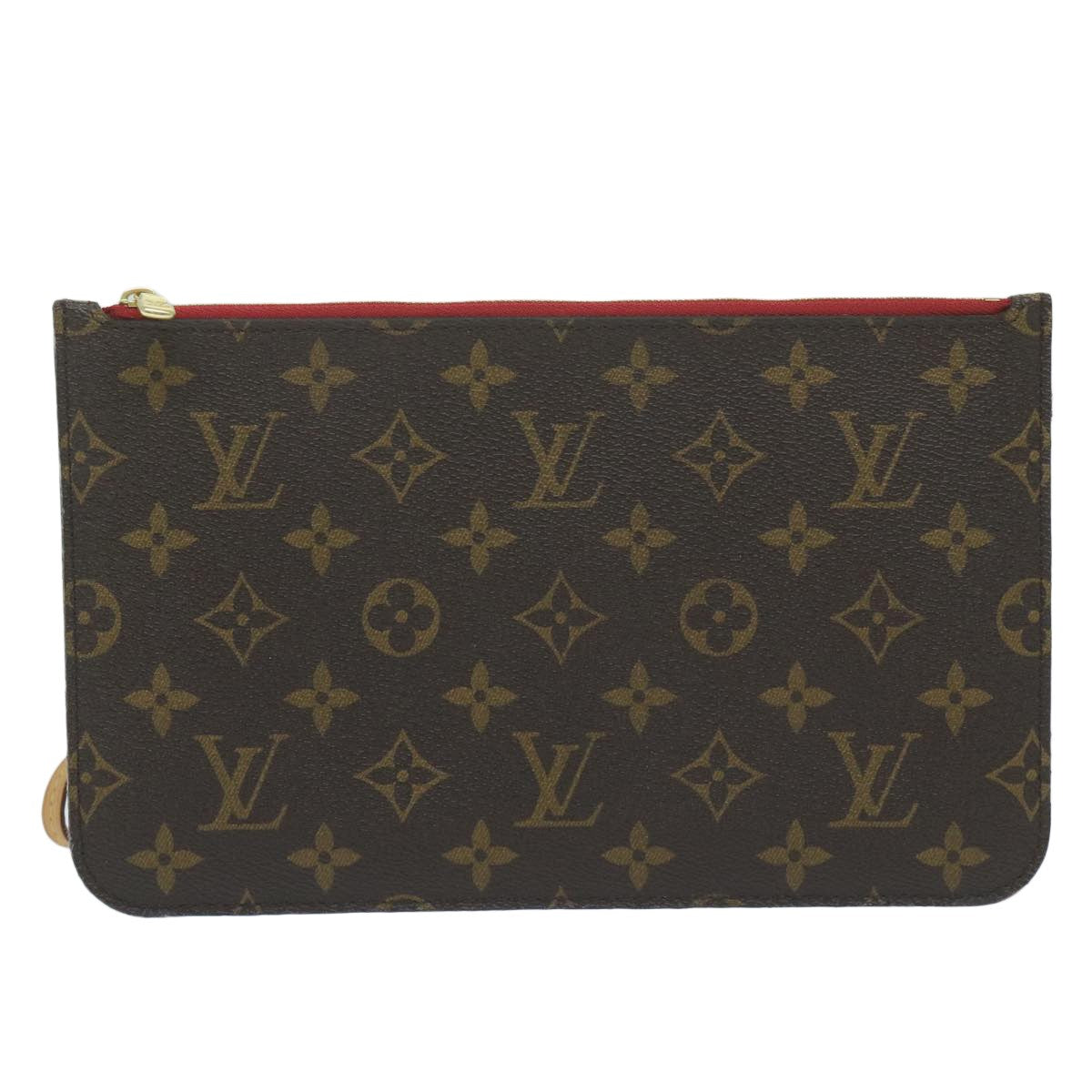 Louis Vuitton Neverfull Pochette Monogram Canvas, BROWN, CANVAS, Tote bag