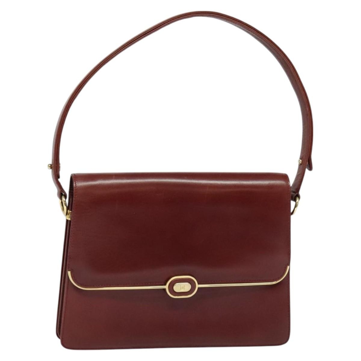 Bally Vintage Shoulder Bag Leather, BURGUNDY, LEATHER, Shoulder bag
