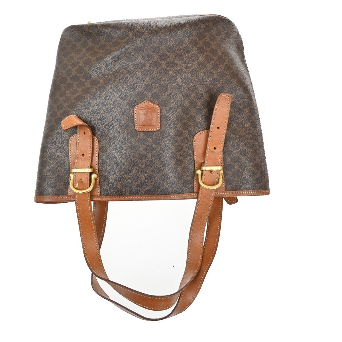 Celine Vintage Macadam Tote bag Canvas and Leather, Brown, Canvas, Tote Bag