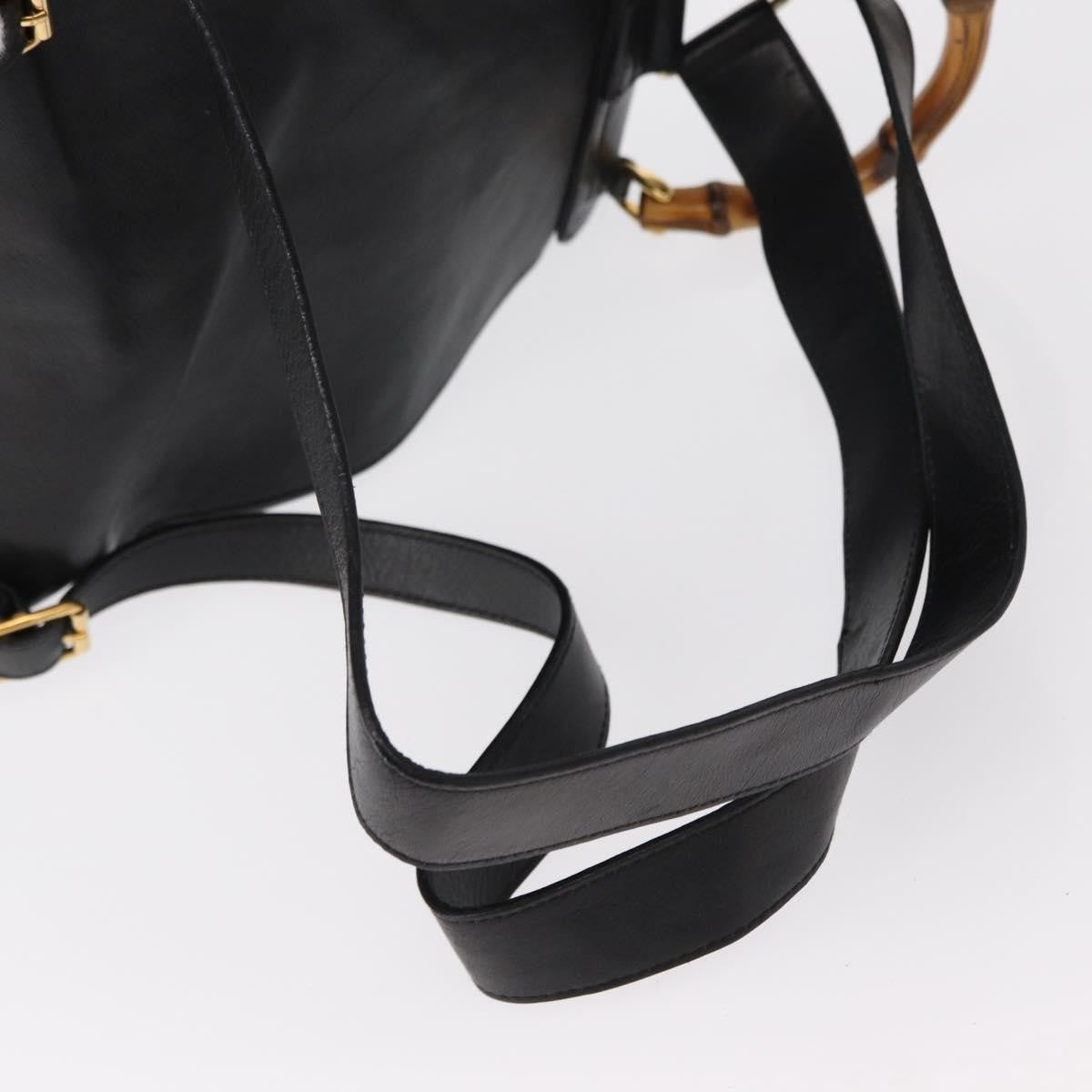 Gucci Vintage Bamboo Backpack Leather, BLACK, LEATHER, Backpack