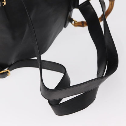 Gucci Vintage Bamboo Backpack Leather, BLACK, LEATHER, Backpack
