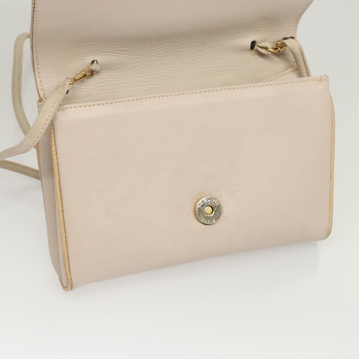 Celine Flap Shoulder Bag Leather, BEIGE, LEATHER, Shoulder bag