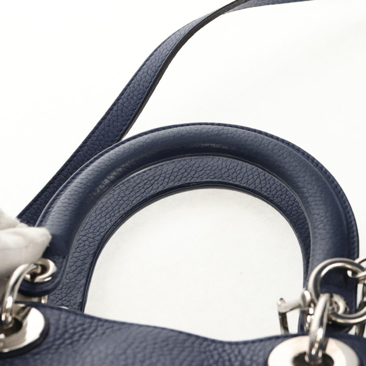 Christian Dior Diorissimo Tote Pebbled Leather, NAVY, LEATHER, Tote bag