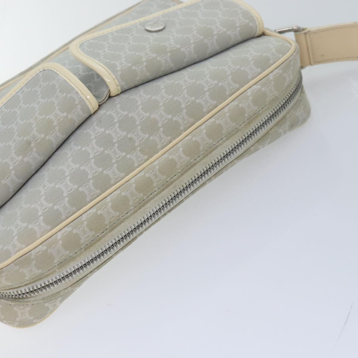 Celine Vintage Macadam Shoulder Bag Canvas and Leather, GRAY, CANVAS, Shoulder bag