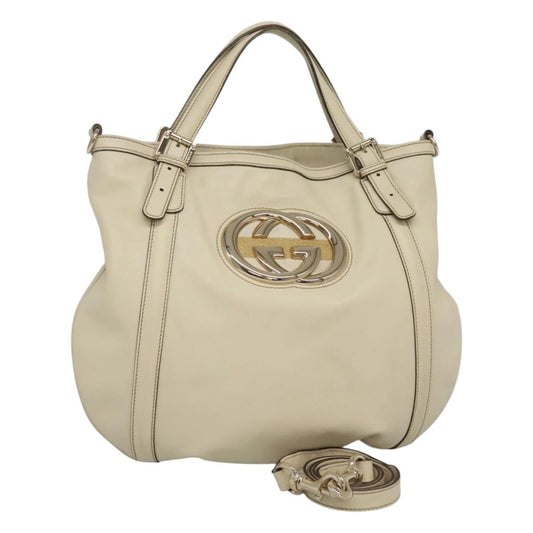 Gucci Britt Convertible Satchel Leather, BEIGE, LEATHER, Handbag