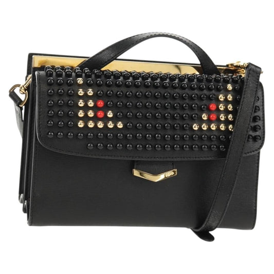 Fendi Demi Jour Monster Satchel Studded Leather, BLACK, LEATHER, Handbag