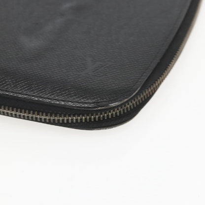 Louis Vuitton Atoll Organizer Wallet Taiga Leather, BLACK, LEATHER, Clutche & pouche