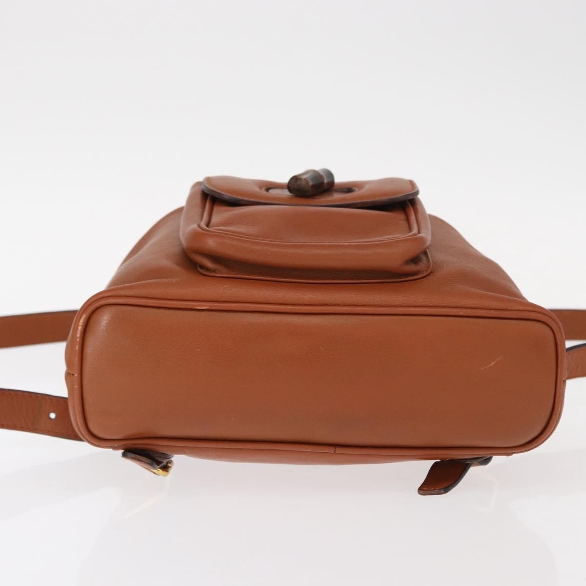 Gucci Vintage Bamboo Backpack Leather, BROWN, LEATHER, Backpack
