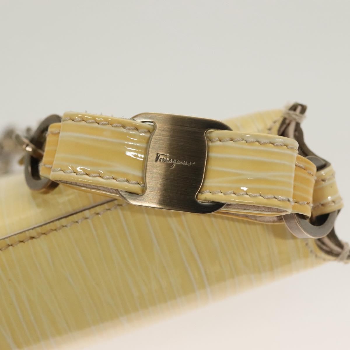 Salvatore Ferragamo Vala Shoulder Bag Patent Leather, YELLOW, PATENT_LEATHER, Shoulder bag