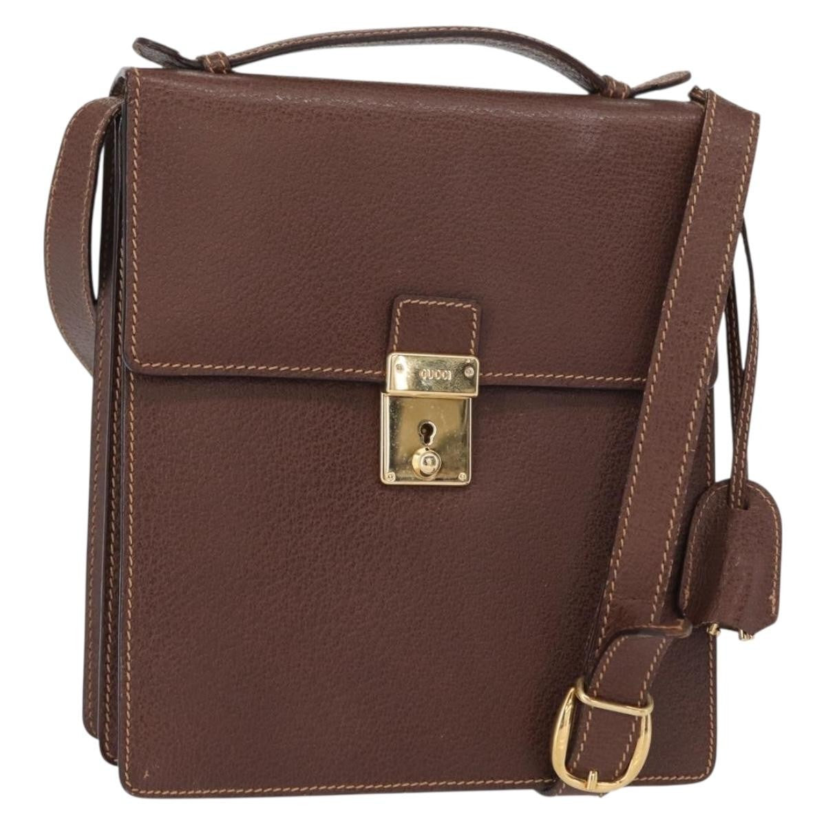 Gucci Vintage Shoulder Bag Leather, BROWN, LEATHER, Shoulder bag