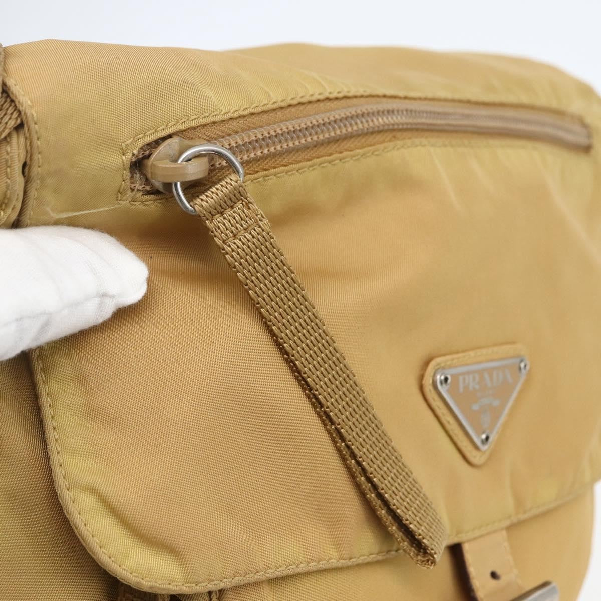 Prada Buckle Messenger Bag Tessuto, BEIGE, NYLON, Shoulder bag