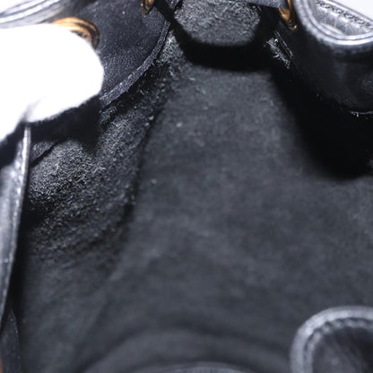 Gucci Vintage Bamboo Sling Backpack Leather, BLACK, LEATHER, Shoulder bag