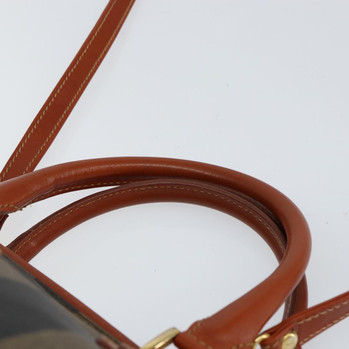 Fendi Vintage Pequin Convertible Boston Bag Coated Canvas, BLACK, CANVAS, Handbag