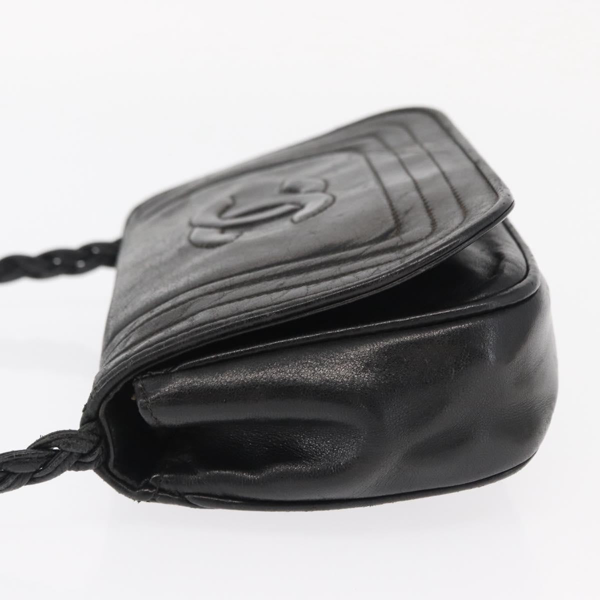 Chanel Vintage CC Stitch Flap Bag Leather, BLACK, LEATHER, Shoulder bag