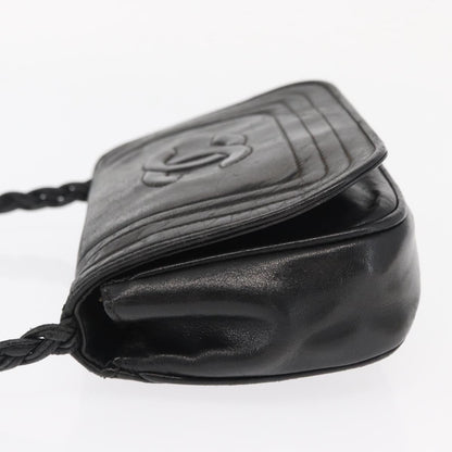 Chanel Vintage CC Stitch Flap Bag Leather, BLACK, LEATHER, Shoulder bag