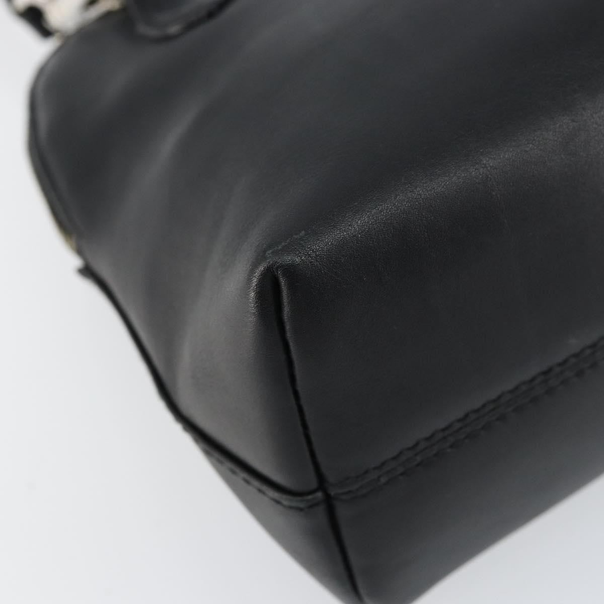 Salvatore Ferragamo Gancini handbag Leather, BLACK, LEATHER, Handbag