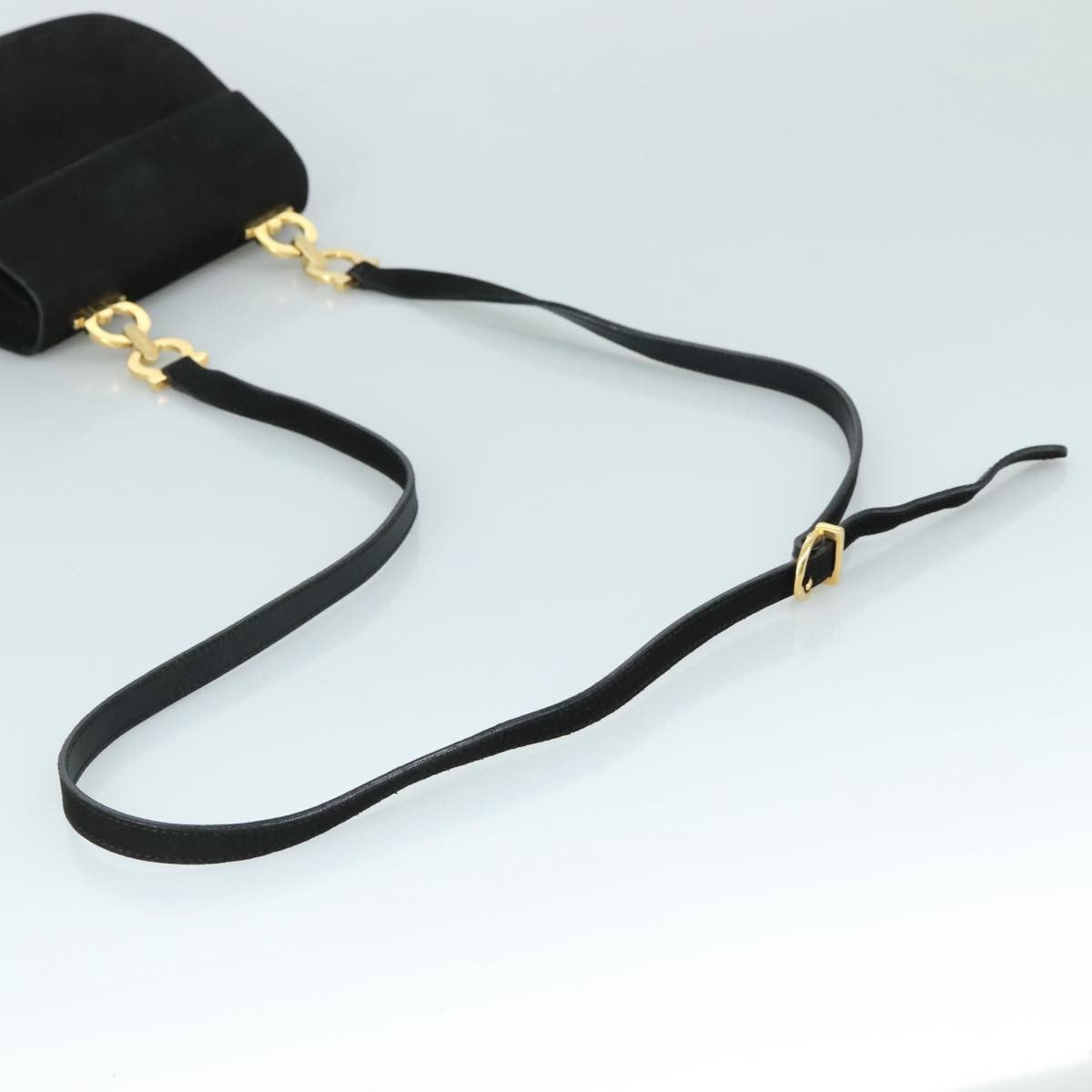 Salvatore Ferragamo Gancini Shoulder Bag Suede, BLACK, SUEDE, Shoulder bag