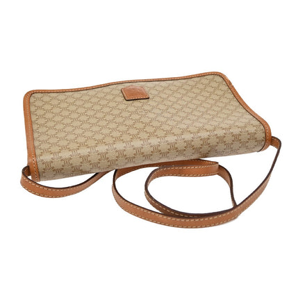 Celine Macadam Shoulder Bag Leather, BROWN, LEATHER, Shoulder bag