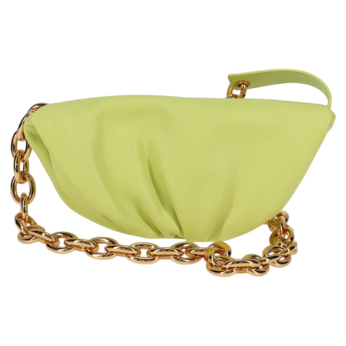 Bottega Veneta The Chain Pouch Leather, YELLOW, LEATHER, Clutche & pouche